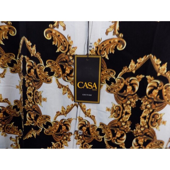 NEW CASA MODA Couture Baroque Gold Italian Designer Style Men Shirt Size L - Picture 3 of 7